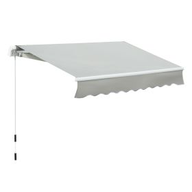 Manual Retractable 8x7 Patio Awning with Crank Handle for Deck & Window, Gray