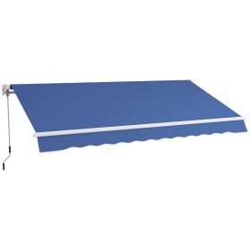 12' x 10' Manual Retractable Awning, Sunshade Canopy, Outdoor Sunshade Shelter with Adjustable & Versatile Design, Dark Blue