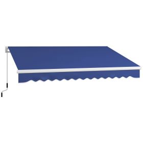 Retractable Patio Awning 13x8 Ft UV-Resistant Cranking Sunshield in Midnight Blue