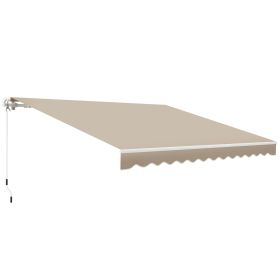 12' x 10' Retractable Awning, Manual Outdoor Sunshade Shelter for Patio, Balcony, Sunshade Canopy w/ Adjustable & Versatile Design, Beige