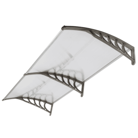 (same code :D0102HH0FJU)HT-200 x 100 Household Application Door & Window Rain Cover Eaves Canopy Silver & Gray Bracket