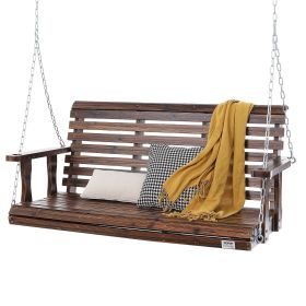 Wooden Porch Swing 4.5 ft, Patio bench swing for Courtyard & Garden, Upgraded 880 lbs Strong Load Capacity
