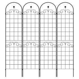 4 Pack Metal Garden Trellis for Climbing Plants Outdoor 86.7'' x 19.7'' Rustproof Plant Support Rose Trellis Netting Trellis Black
