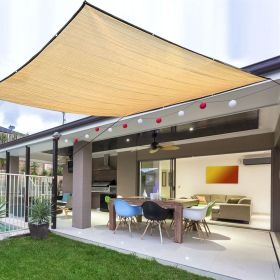Beige Rectangle Square Sun Shade 90% UV Blocking Breathable Vinyl Mesh Fabric for Outdoor Greenhouse Covers Plants Heavy Duty Commercial and Resi (size: 118.11 x 157.48 inch)