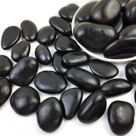 38lbs Black River Rocks, 2-3 inch Polished Pebbles for Plants, Vase Filler, Aquarium, Landscaping, Indoor/Outdoor Decor (Black: 38lbs-1-3 inch)